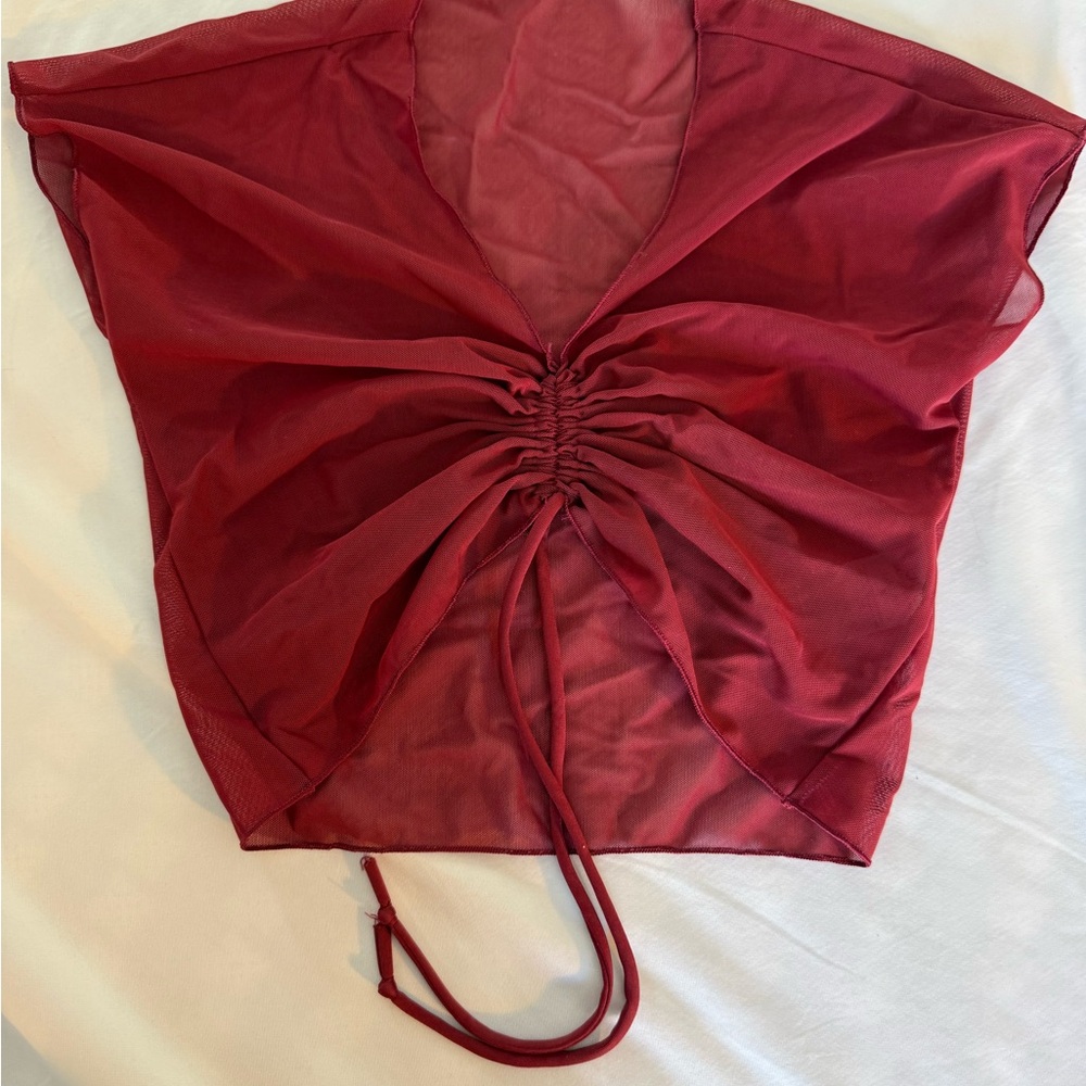 Elegant Red Ruched  kids ballet Top